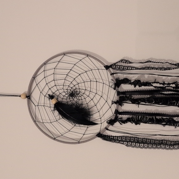 Mystical Black and Gray Dreamcatcher Wall Hanging - Picture 2 of 3